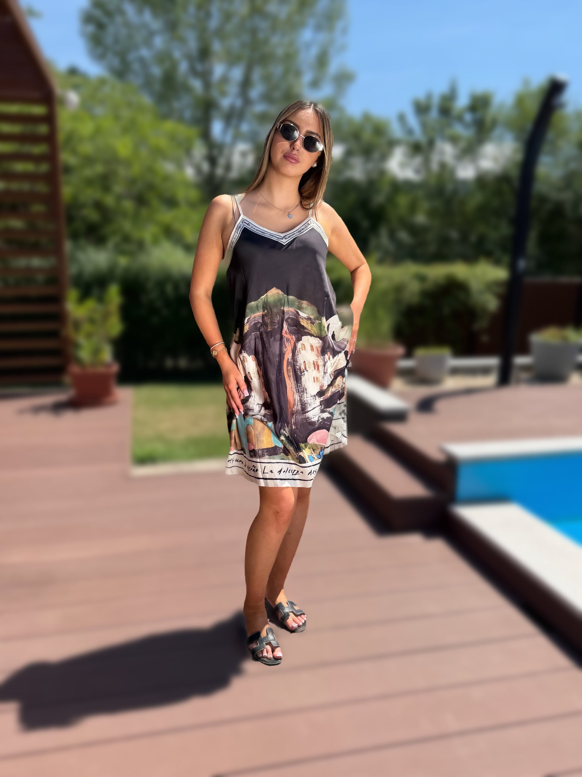 Amalfi rövid fekete ruha