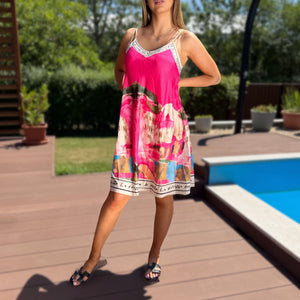 Amalfi rövid pink ruha