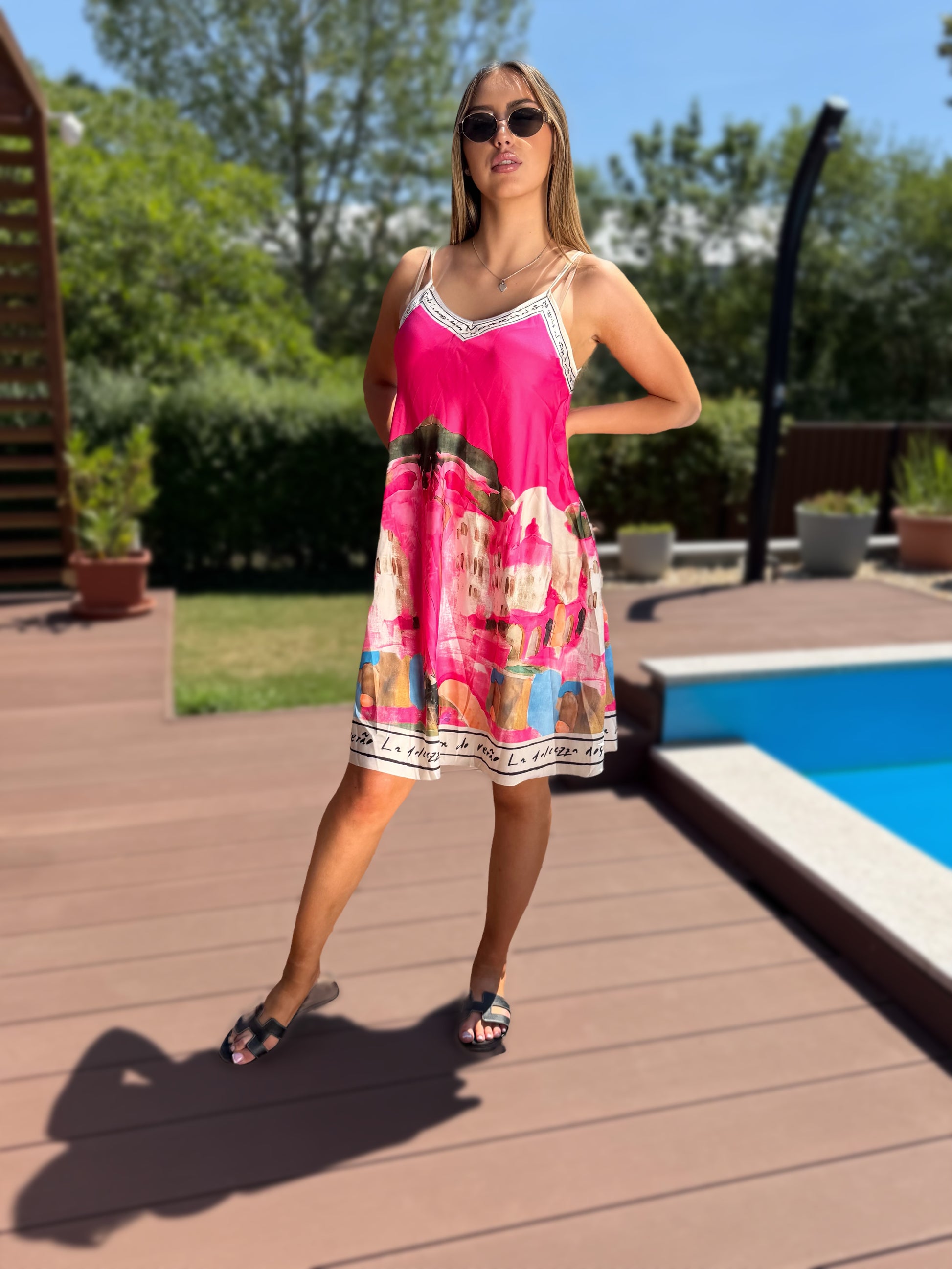 Amalfi rövid pink ruha