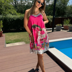 Amalfi rövid pink ruha