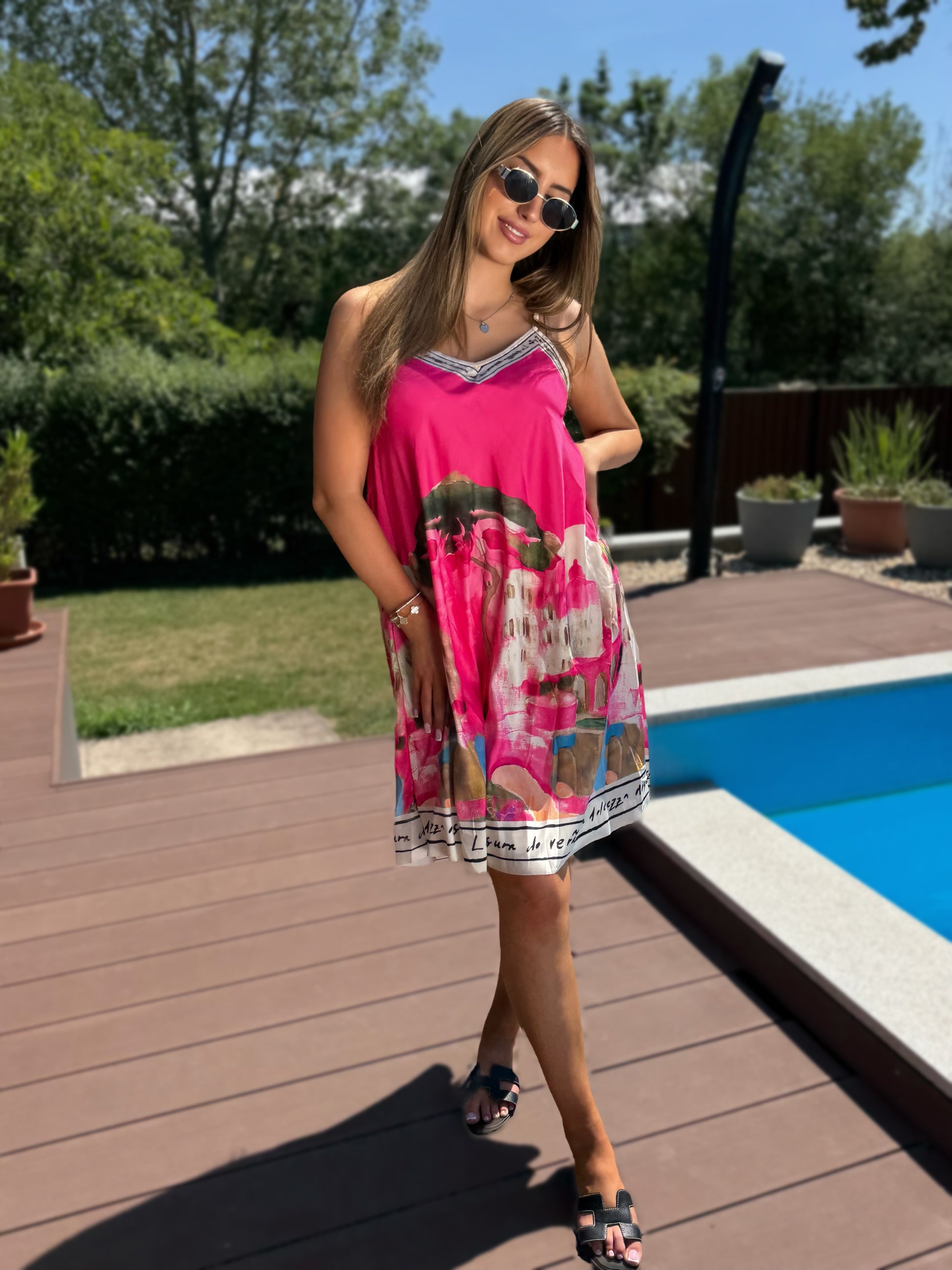 Amalfi rövid pink ruha