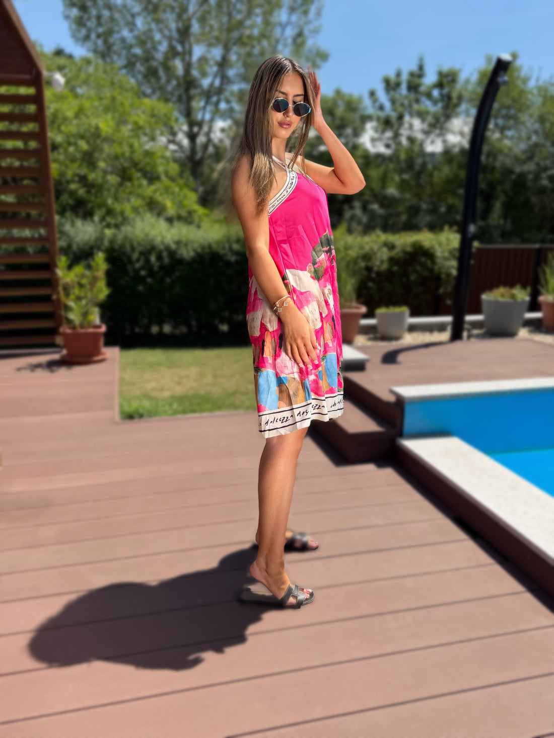 Amalfi rövid pink ruha