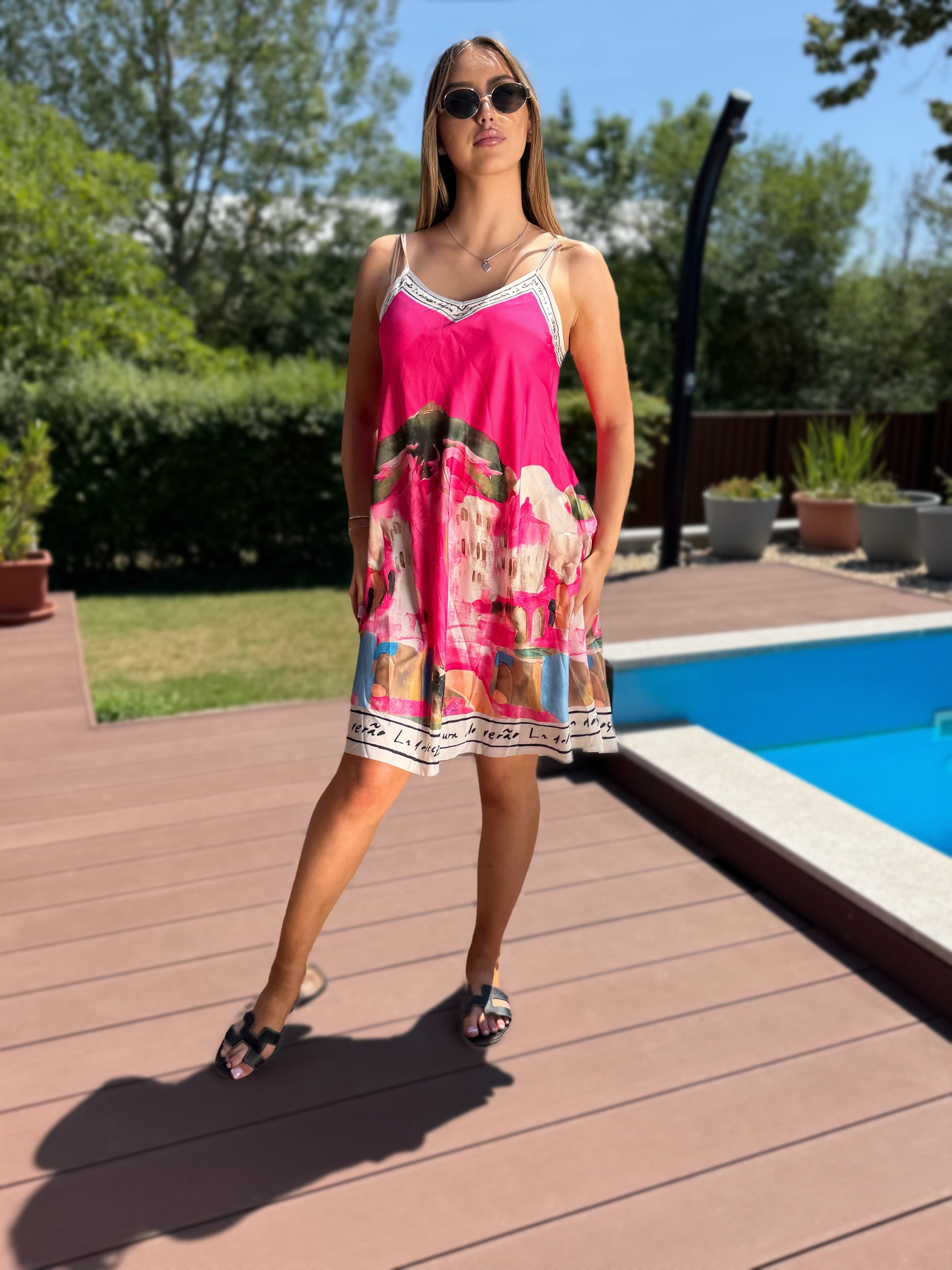 Amalfi rövid pink ruha