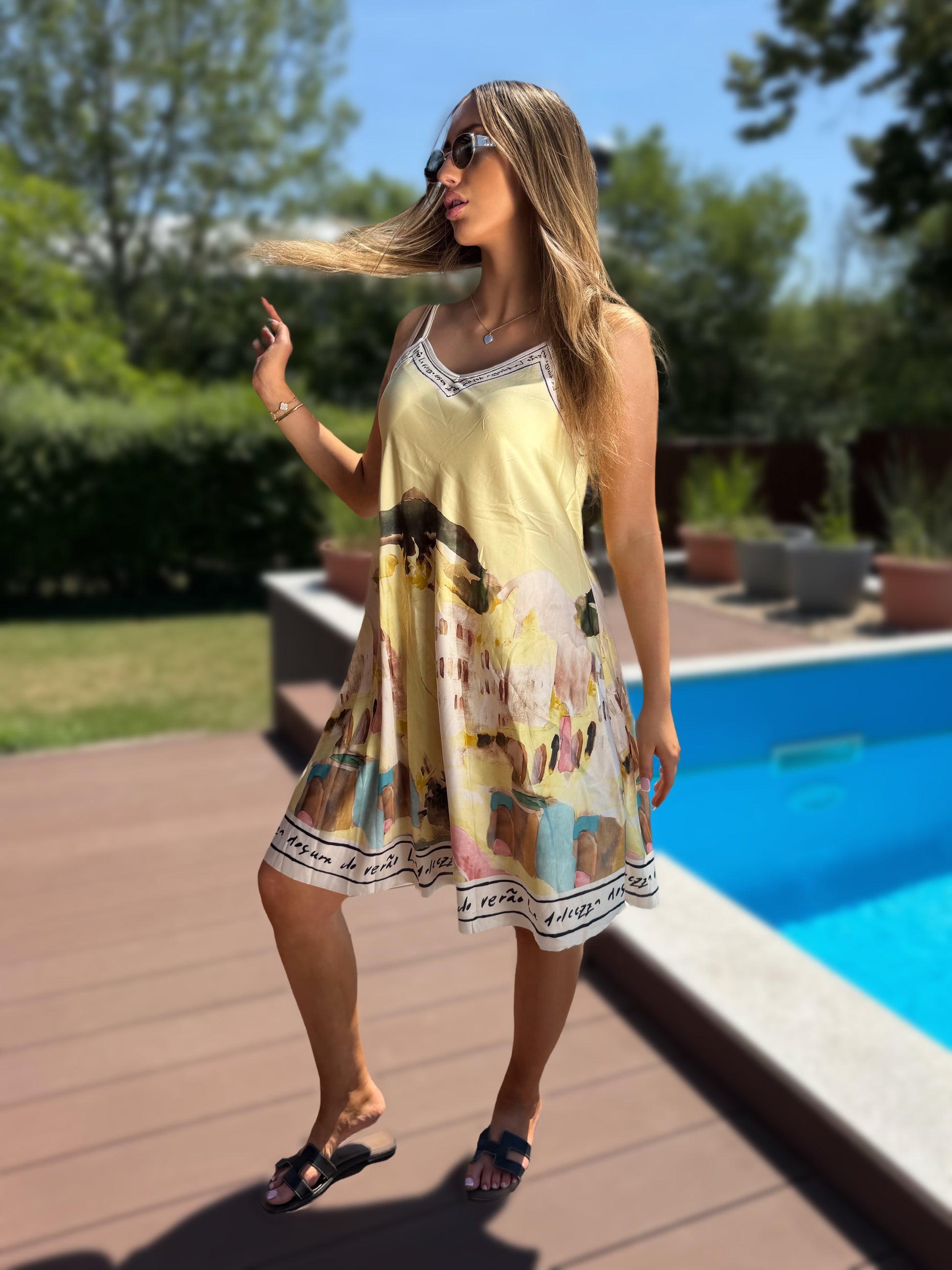 Amalfi rövid sárga ruha