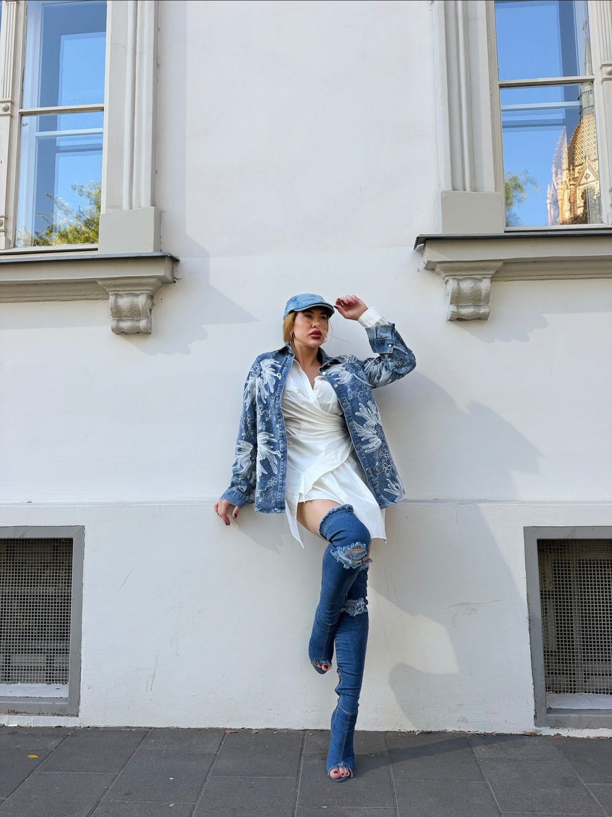 Firenze hímzett oversize farmerdzseki