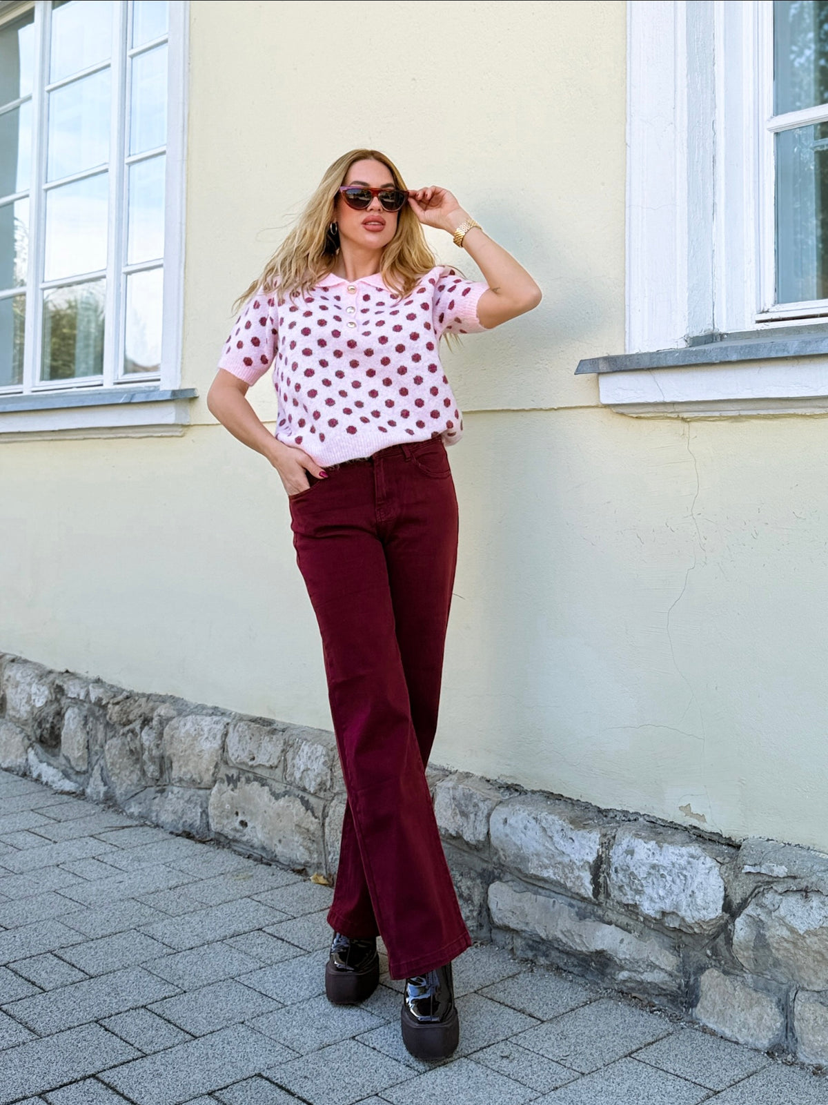 Lola pöttyös kötött felső