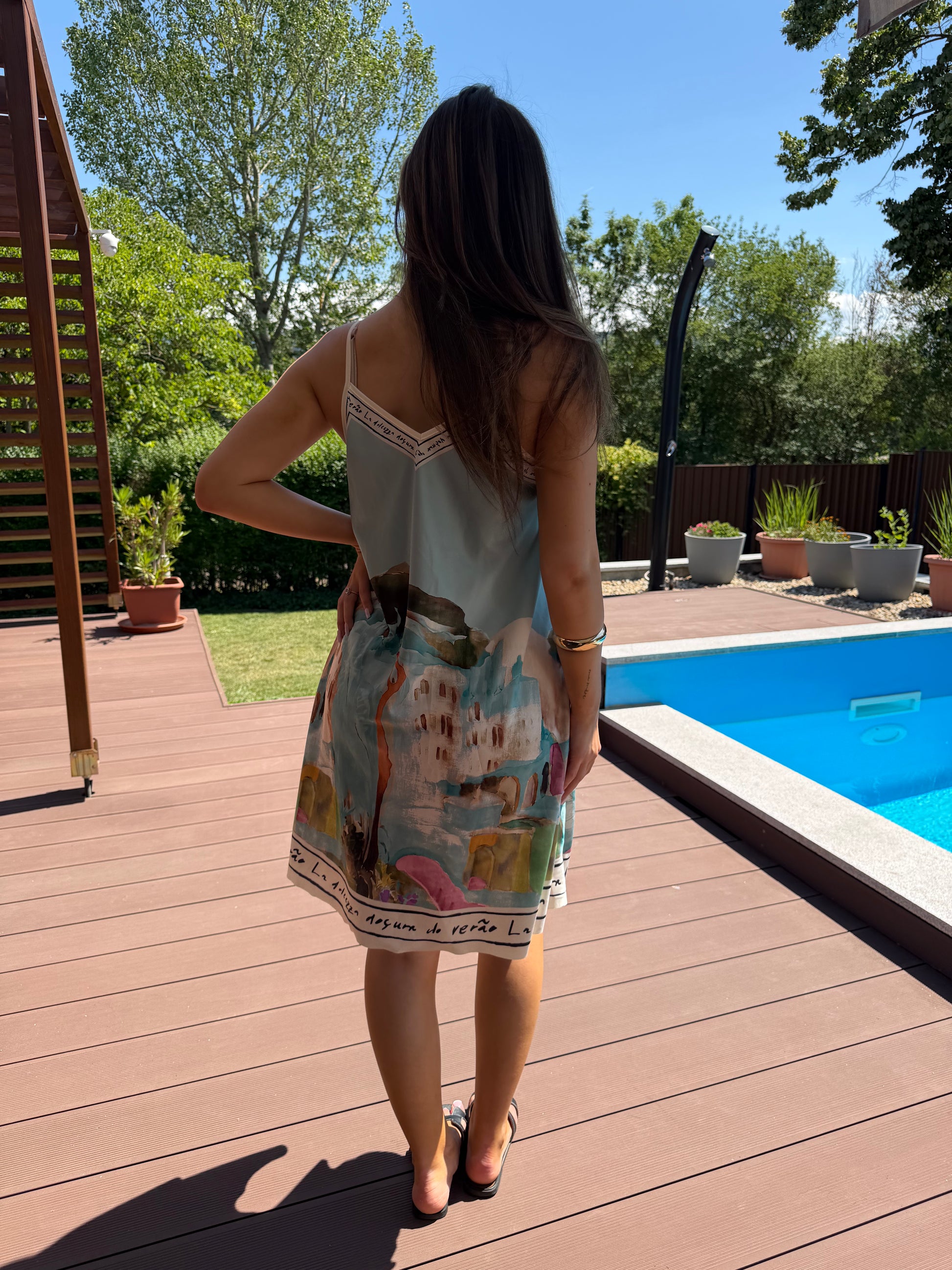 Amalfi kék mini ruha