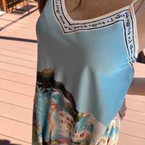 Amalfi kék mini ruha