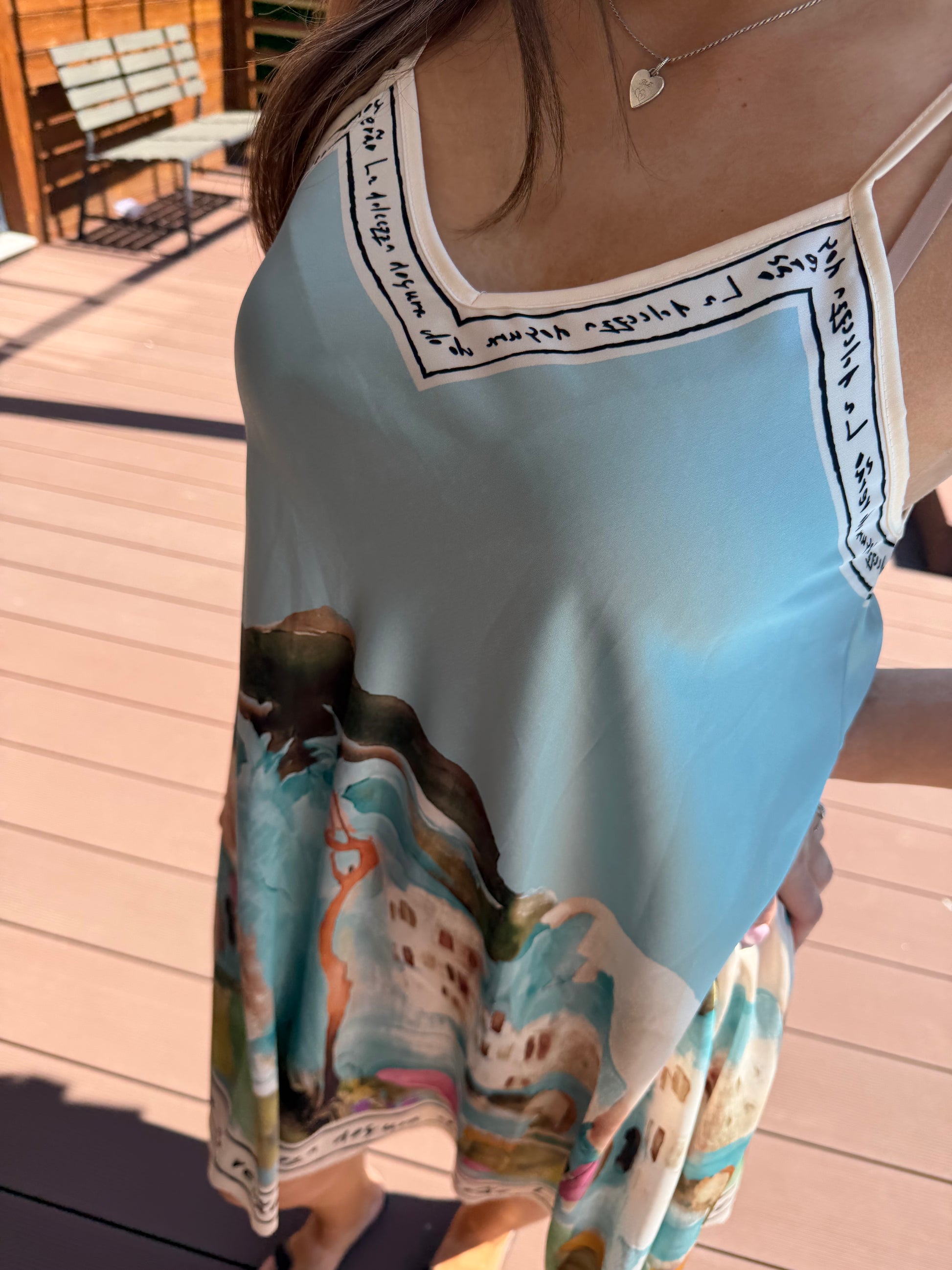 Amalfi kék mini ruha