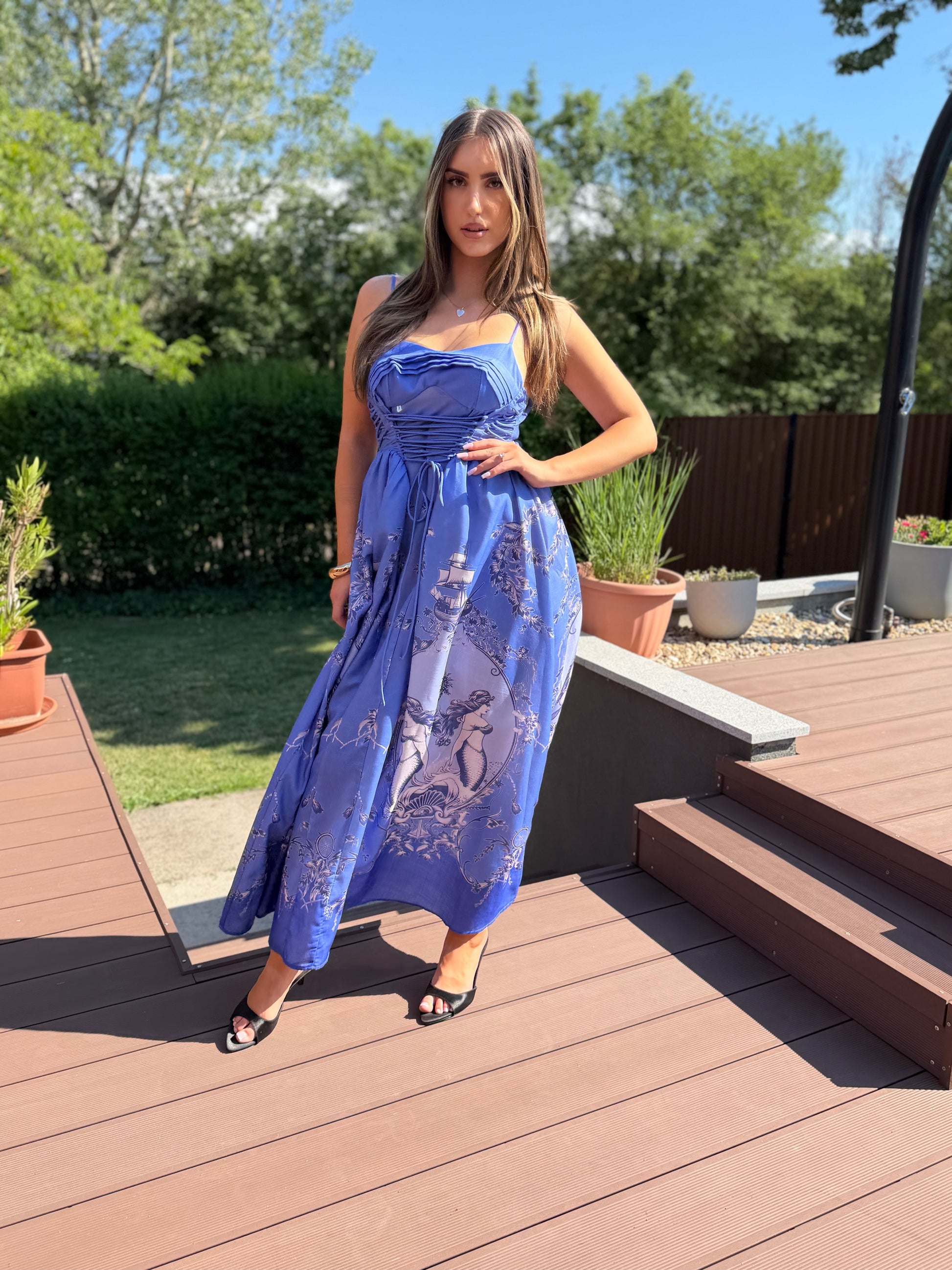Calypso búzavirágkék ruha