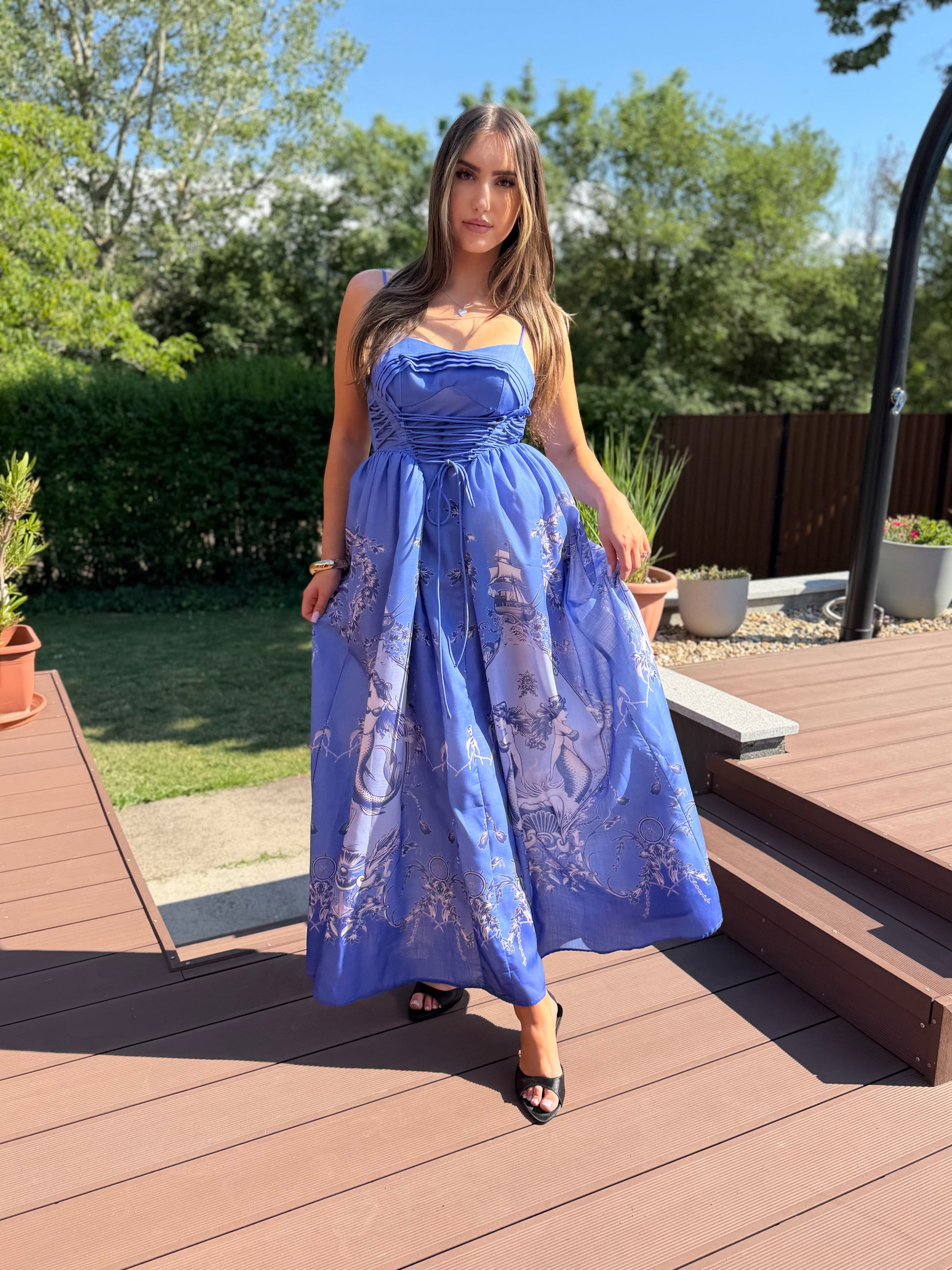 Calypso búzavirágkék ruha