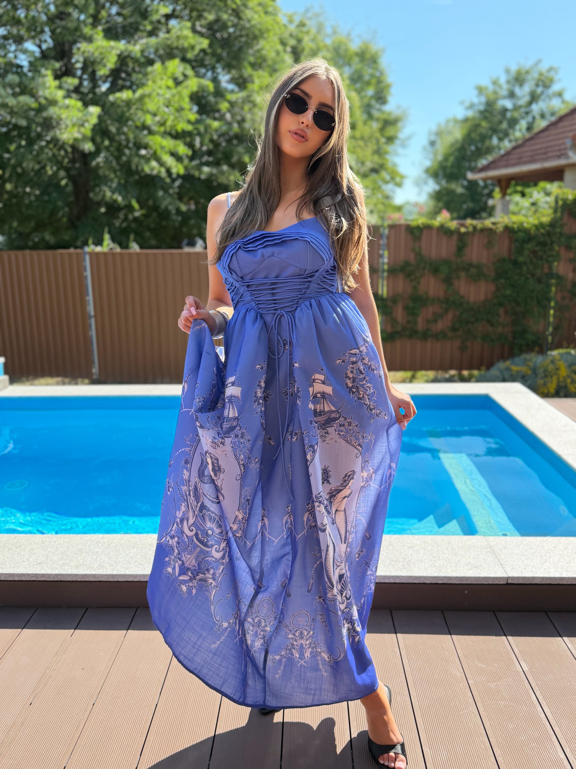Calypso búzavirágkék ruha