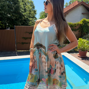 Amalfi kék mini ruha