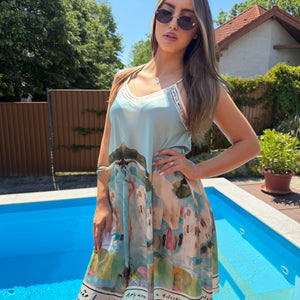 Amalfi kék mini ruha