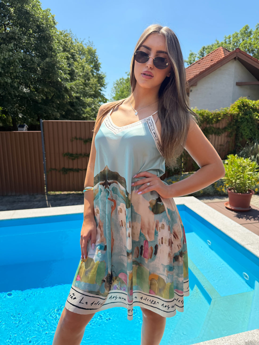 Amalfi kék mini ruha