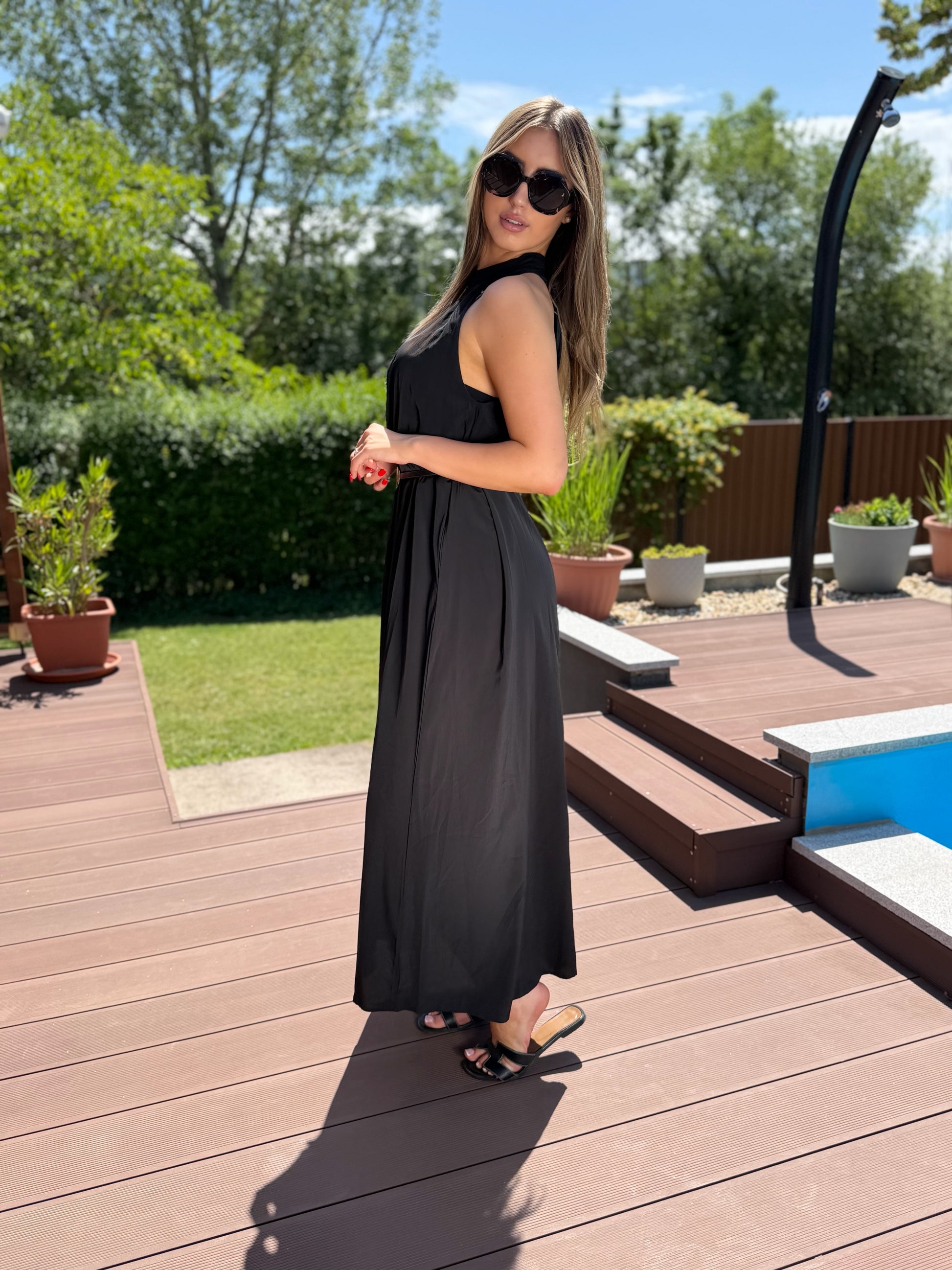 Monaco fekete hosszú ruha