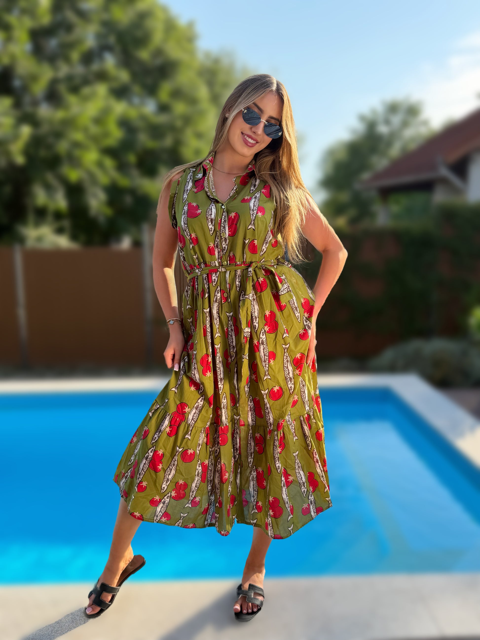 Dalia mediterrán zöld ruha