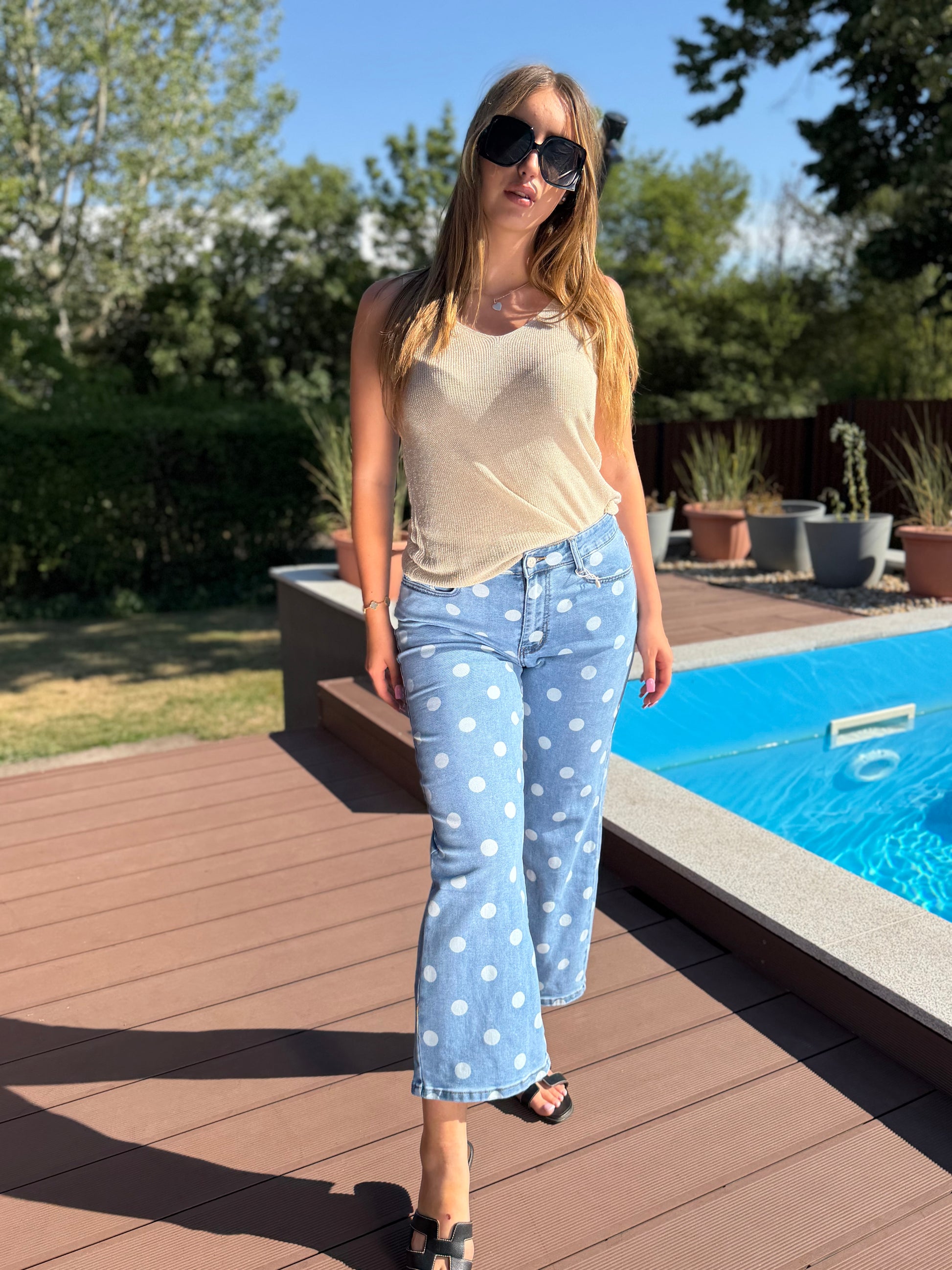 Dotty wide leg farmernadrág