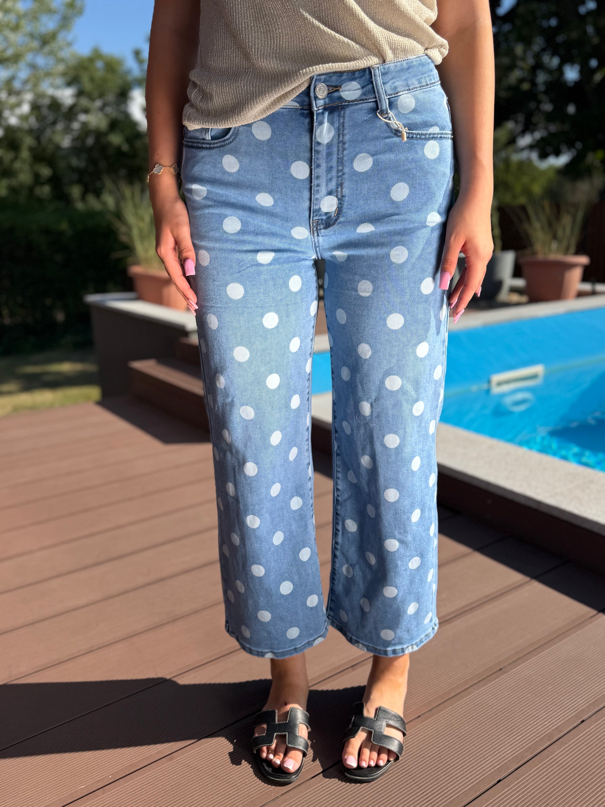 Dotty wide leg farmernadrág