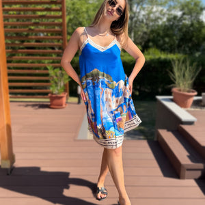Amalfi királykék rövid ruha