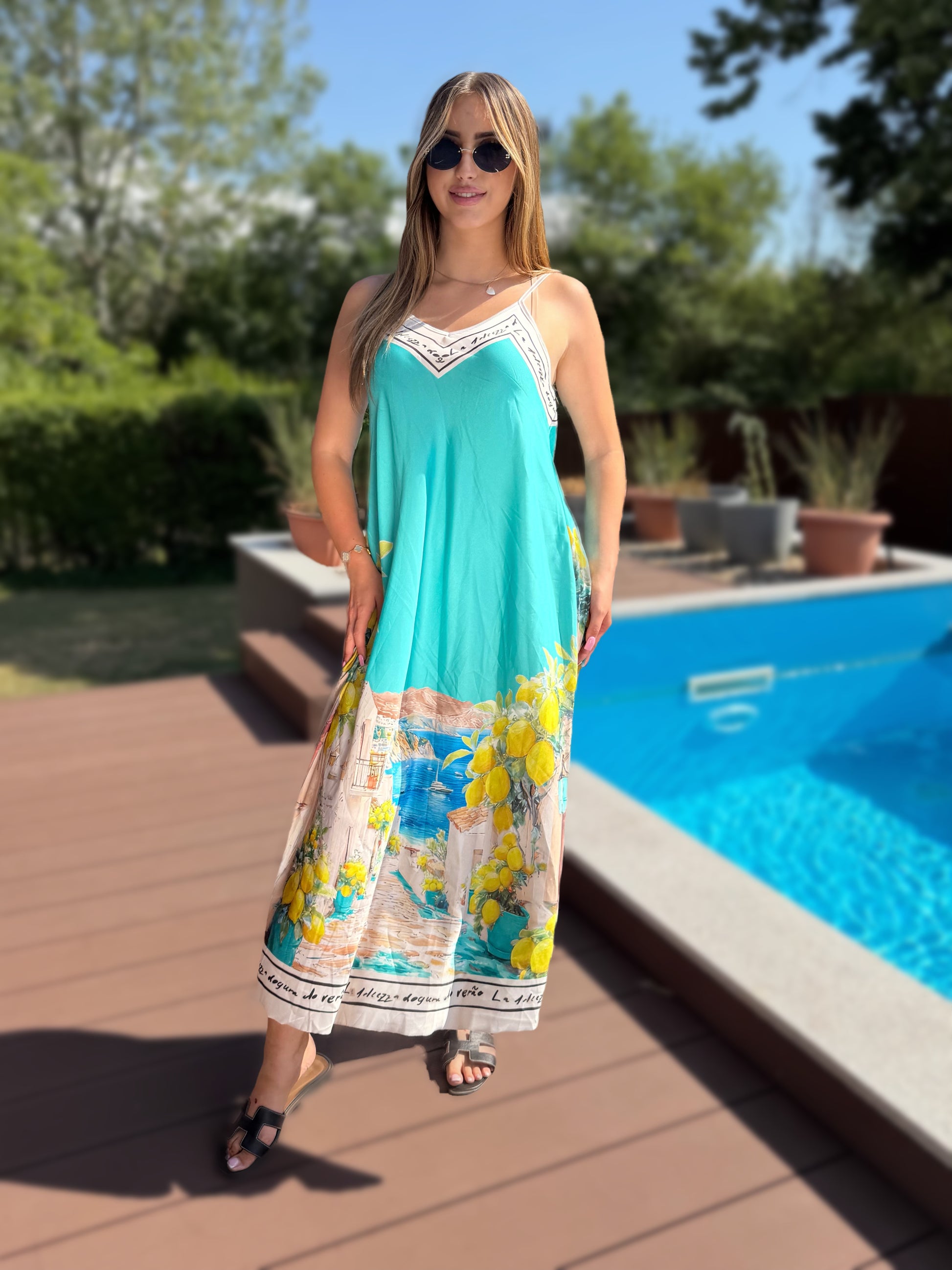 Sorrento türkizkék színű ruha