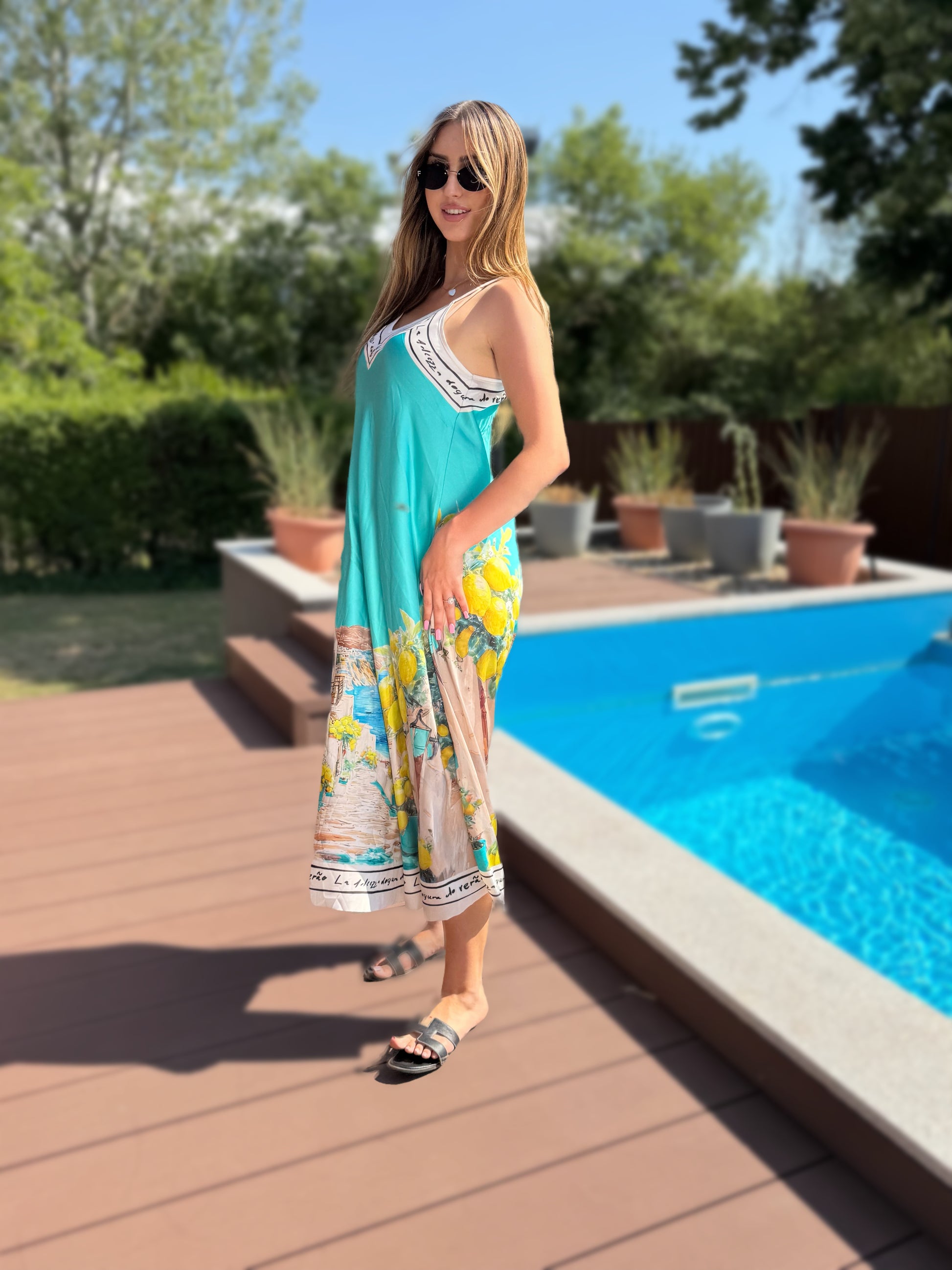 Sorrento türkizkék színű ruha