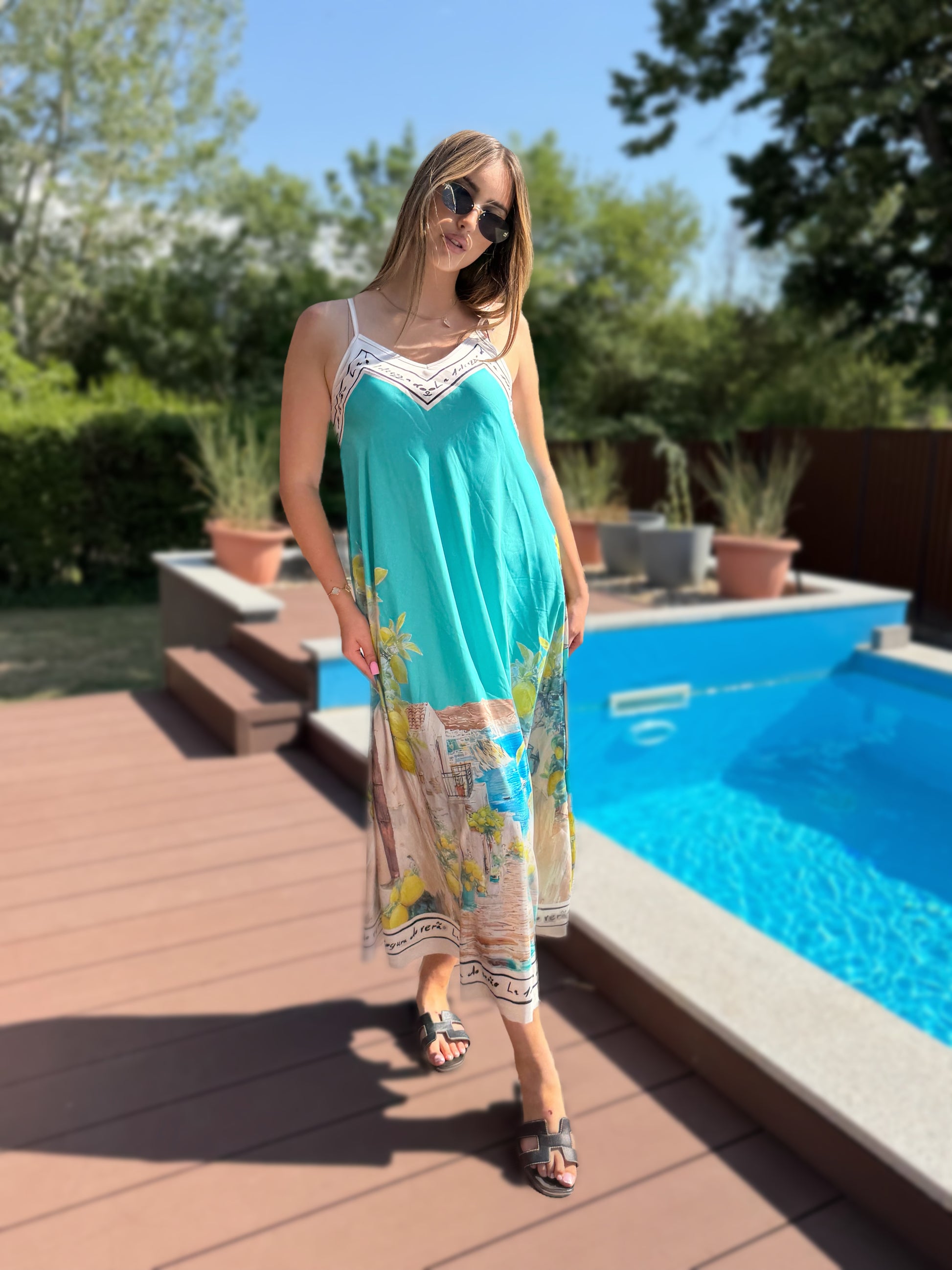 Sorrento türkizkék színű ruha