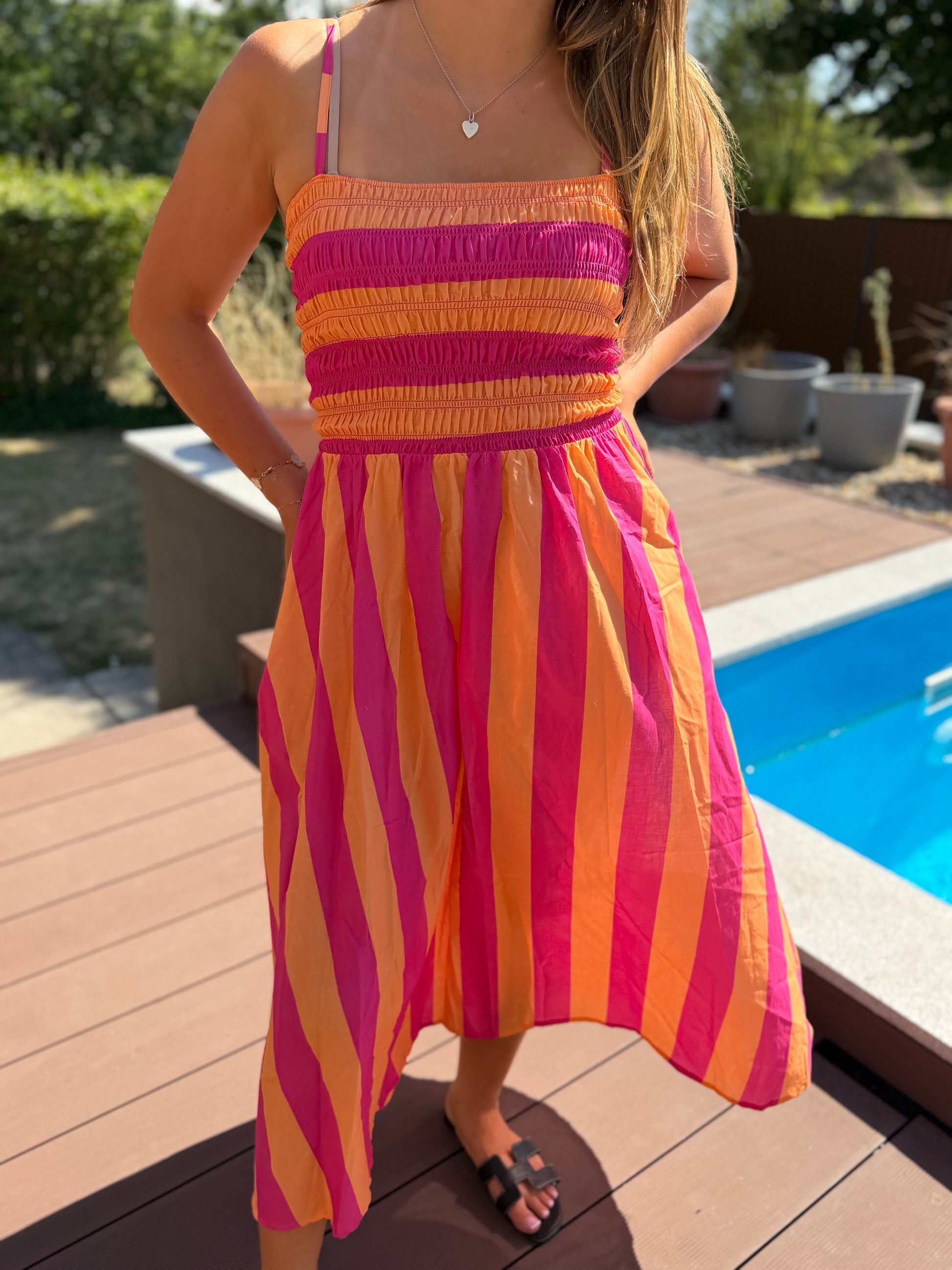 Marabella narancs-rózsaszín ruha