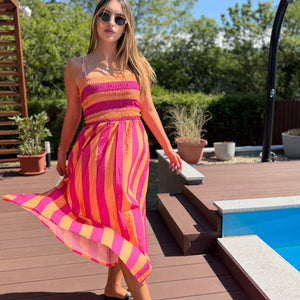 Marabella narancs-rózsaszín ruha