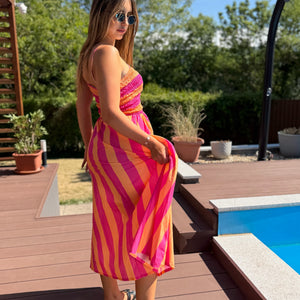 Marabella narancs-rózsaszín ruha