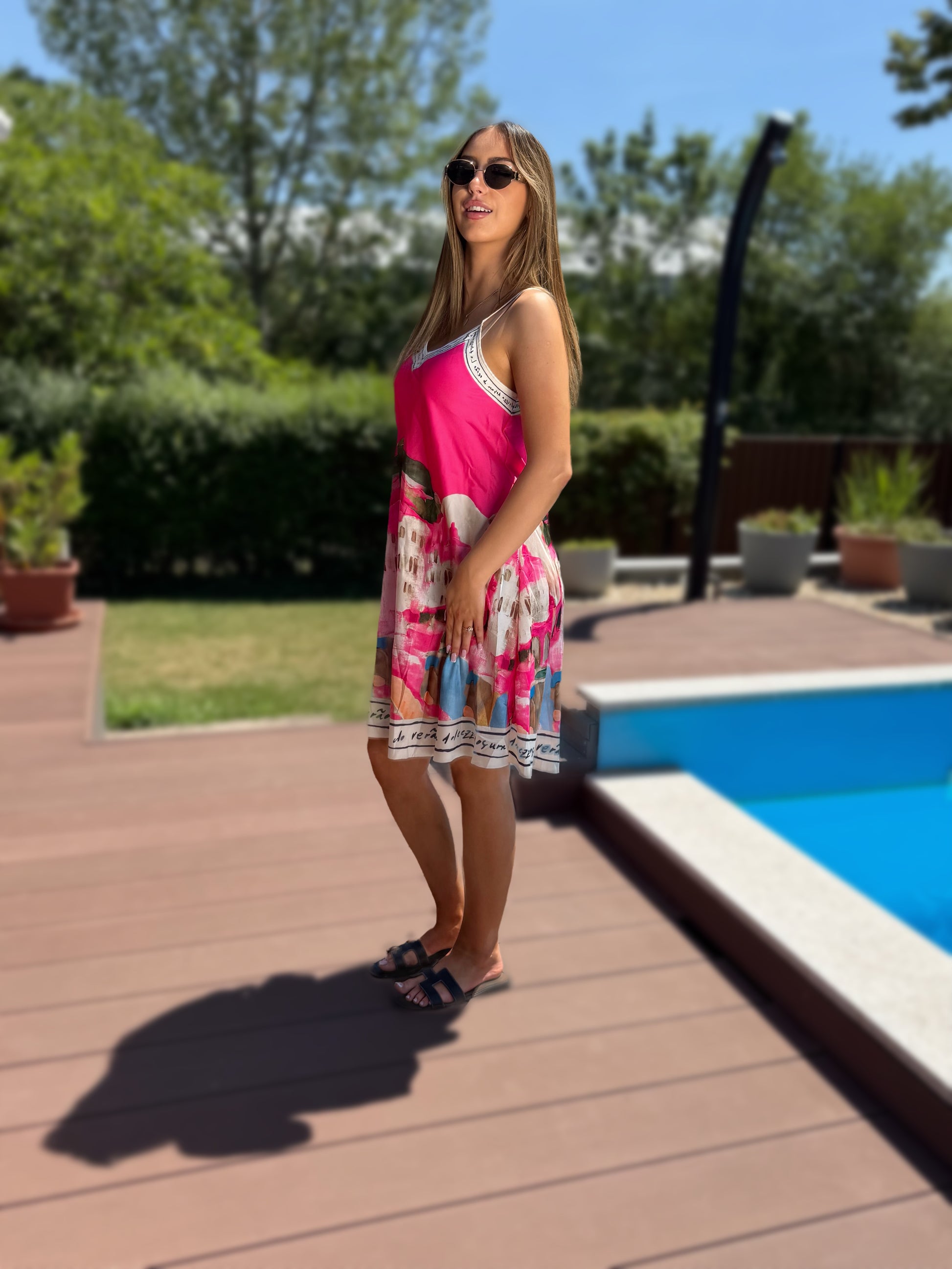 Amalfi rövid pink ruha